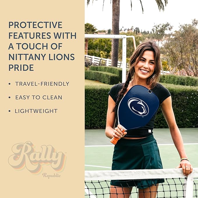 Officially Licensed Collegiate Pickleball Paddle Cover - Lightweight PU Leather Material - Durable Foam Interior Protection with Zippered Closure - Fits Most Paddles on the Market