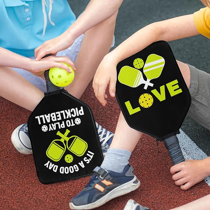 2PCS Pickleball Paddle Covers Case - Elongated Protective Paddle Case for Rackets Zipper Racket Sleeve with Mesh Pocket Protective Bag,Pickleball Accessories