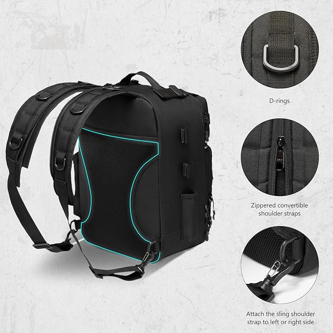 BASSDASH Convertible Fishing Backpack Sling Bag with Rod Holder, Adjustable Tactical Water-Resistant Tackle Storage Pack FP07