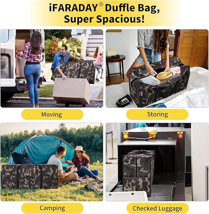155L Oversized Duffle Bag - 42” Extra Large Heavy Duty Water Resistant Travel Bag for Camping Moving Storage (Camo)