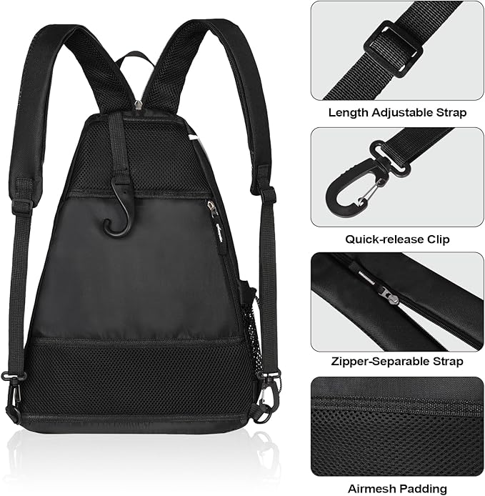 Aloof Pickleball Bag, Adjustable Pickleball, Racketball Sling Bag, Backpack with Water Bottle Holder