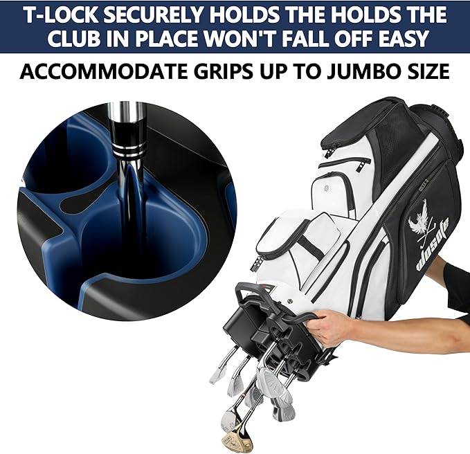 14 Way Full-Length Divider Top Men Golf Cart Bag, Fixed Slots Clubs Organized Premium Oxford Cloth Women 13 Pockets Black Blue Green Golf Bag with 3 Handles Cooler Rain Cover