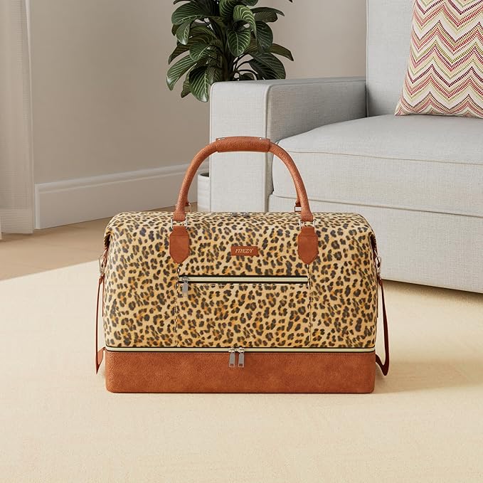 Weekender Bag for Women, Travel Duffel Bag Carry On Overnight Bag with Shoe Compartment Large Nylon Travel Weekend Tote Bag