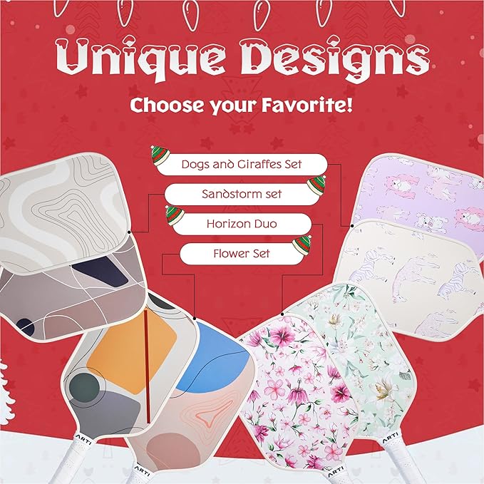 ARTI Pickleball Paddles Set of 2-USAPA Approved Fiberglass Surface Pickleball Set,2 Pickleball Rackets, 4 Balls and 1 Portable Carry Bag