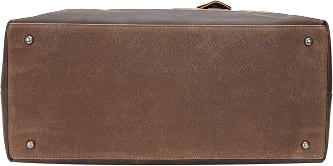 Polare 23” Waterproof Travel Duffel Bag Waxed Canvas Cowhide Leather Trim Luggage for Gym 55L Weekender Overnight Carry on Bag (Brown-23")