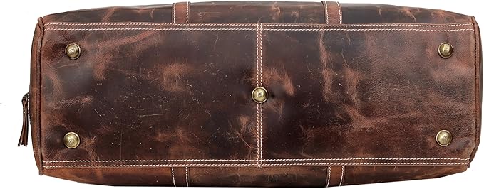 Leather 24 Inch Duffle Bag for Men and Women Large Carry On Luggage Weekender Travel Overnight Gym Sports Bag for Airplanes