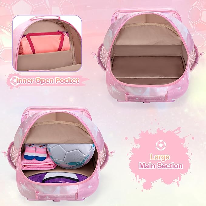 Soccer Bags for Girls with Separate Ball Pocket and Shoe Compartment, Sports Backpack for Soccer, Basketball, Volleyball