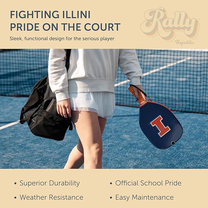 Officially Licensed Collegiate Pickleball Paddle Cover - Lightweight PU Leather Material - Durable Foam Interior Protection with Zippered Closure - Fits Most Paddles on the Market