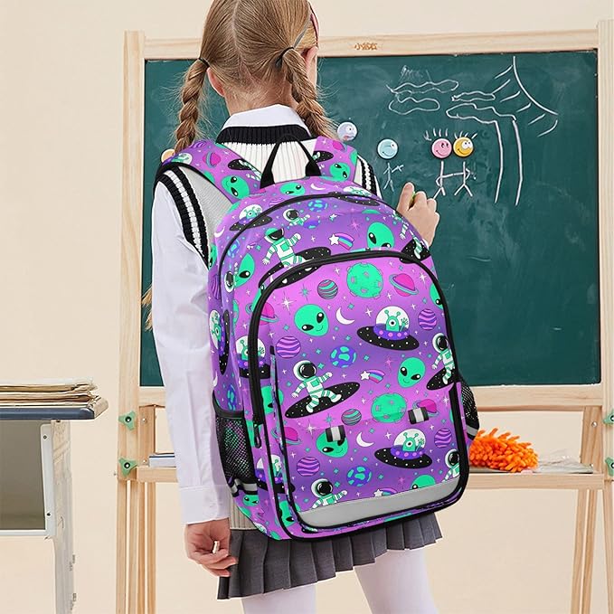 Cute Astronauts Alien Space Laptop Backpack Purse for Women Men School Bag 17 Inch Bookbag Student Boys Girls Travel Casual Daypack