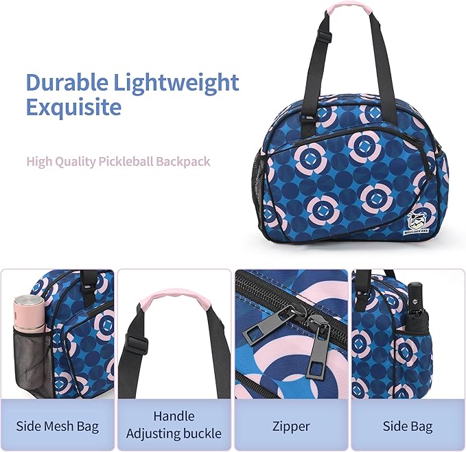 Boulder Bee Pickleball Bags, Premium Pickleball Tote Bag for Girls, Women’s Hand/Shoulder Gym Bag w Water Bottle Holder, with Pickleball Racquet/Paddle Holder