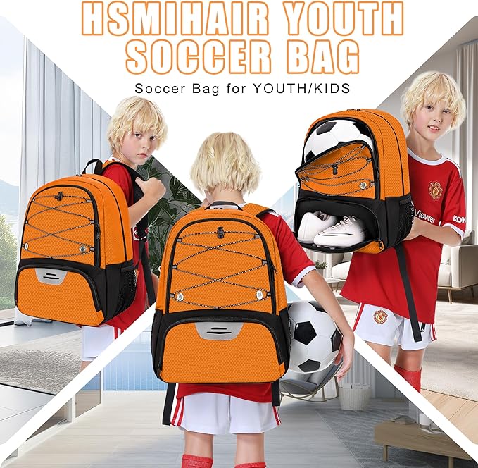 Youth Soccer Bag-Soccer Backpack&Backpack for Football Basketball,with Ball Compartment Separate Cleat Package