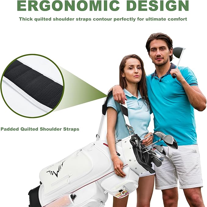 UNIHIMAL 14-Way Golf Cart Bag, Premium Full Length Golf Bag for Men with Magnetic Leather Pocket, Handles and Rain Cover