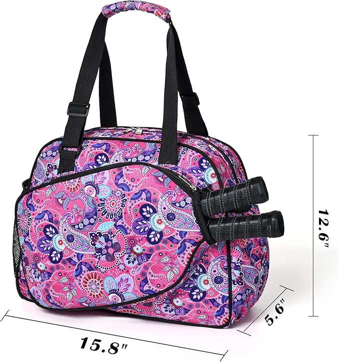 Boulder Bee Pickleball Bags, Premium Pickleball Tote Bag for Girls, Women’s Hand/Shoulder Gym Bag w Water Bottle Holder, with Pickleball Racquet/Paddle Holder