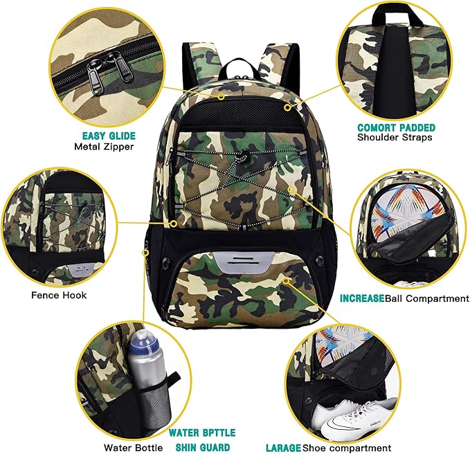 Youth Soccer Bag-Soccer Backpack&Backpack for Football Basketball,with Ball Compartment Separate Cleat Package