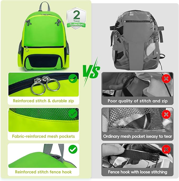2025 Youth Baseball & Softball Bag | Ultra-Light Tball Backpack with Shoe Compartment & Helmet Holder | Skin-Soft Fabric