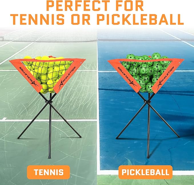 ACELETIQS Baseball Softball Portable Batting Practice Ball Caddy, Use During Training and Drills, Save Your Back No More Bending, Holds up to 60 Baseballs, Instant Setup