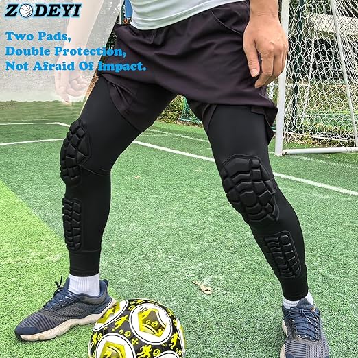 ZODEYI Wrestling Knee Pads Compression Leg Sleeve with Knee Pad and Calf Pad, 1 Pair Knee Sleeve with Shin Guards Shin Pads for Football, Baseball, Rugby, Lacrosse (2, Upgrade Black, X-Large)