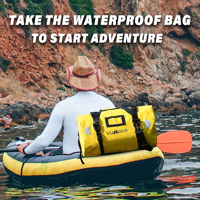 YUMQUA Waterproof Duffel Bag, Motorcycle Duffle Bag, Heavy Duty Roll Top Large Dry Bags Waterproof with Durable Straps & Handle for Travel Outdoor Boating Rafting Kayaking Camping Paddle boarding