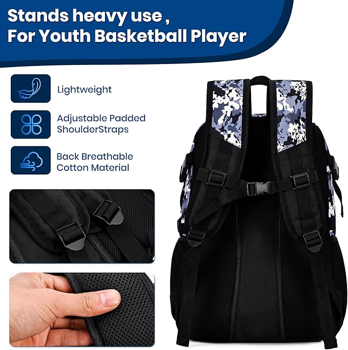 Basketball Backpack Large Sports Bag for Men&Youth,Gym Bag with Separate Ball & Shoes Compartment,Travel Bag for Basketball,Soccer,Volleyball
