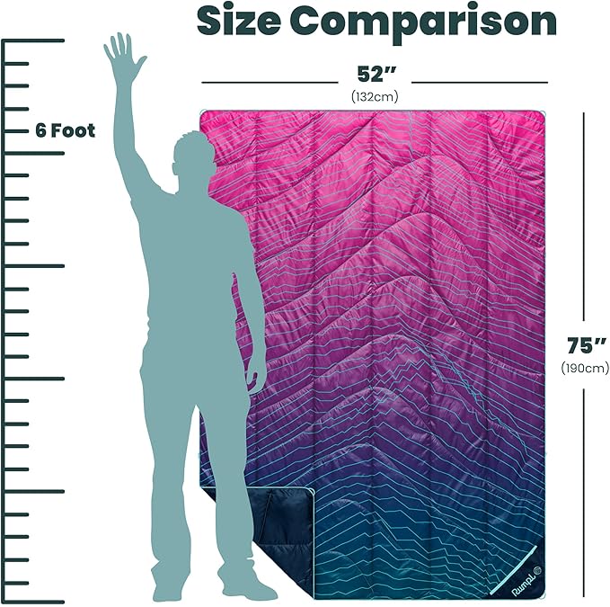 Rumpl Backcountry Puffy Blanket, Ultra-Portable and Lightweight Adventure Blanket, 1-Person (52x75 inches), Trace Valley Moss