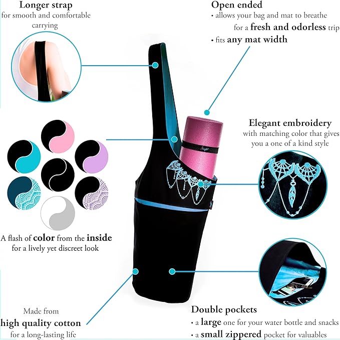 Zenifit Yoga Mat Bag – Versatile Yoga Bag with Mat Straps & Storage Pockets, Holds Yoga & Pilates Mats, Lightweight & Durable