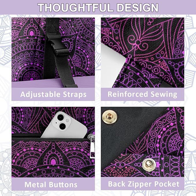 Adalore Women's Yoga Bag with Yoga Mat Carrier - Large Mat Pocket Fitness Tote for Pilates, Gym, Travel, Office & Beach