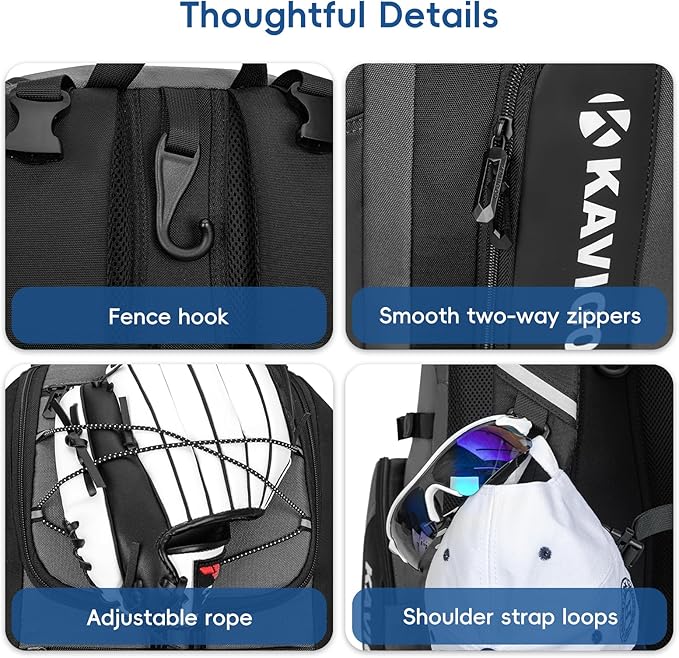 Baseball Bag for Youth and Adult, Softball Bag 50L Large Capacity Holds 4 Bats, Equipment Backpack with Shoes Compartment