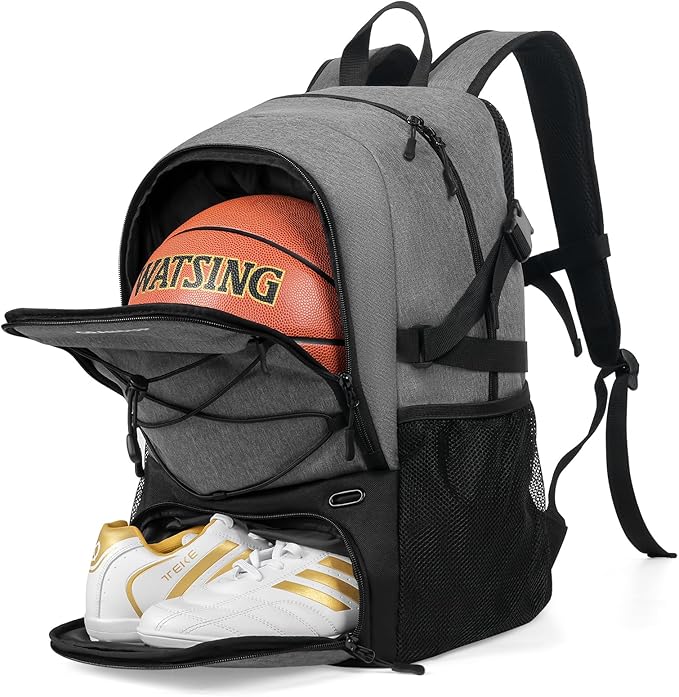 GRANDUP Basketball backpack with ball and shoes compartment Fit Volleyball, soccer, Swim, Gym, Travel, and School, large capacity sports training equipment bags