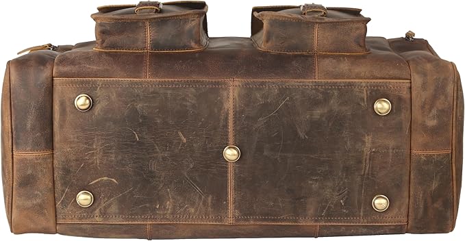 KomalC 24 inch Duffel Bag Travel Sports Overnight Weekend Leather Duffle Bag for Gym Sports Cabin Holdall bag