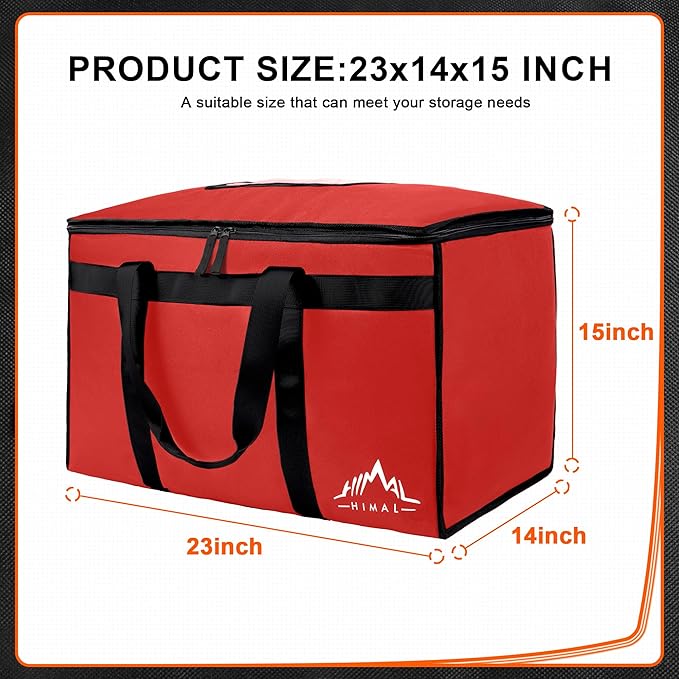 Himal Outdoors Insulated Food Delivery Bag XXXL-23Wx15Hx14D inches Premium Insulated Grocery Bag for HOT/COLD Food Delivery, Fit for Uber Eats, Doordash, Commercial Catering Transportation (Red)