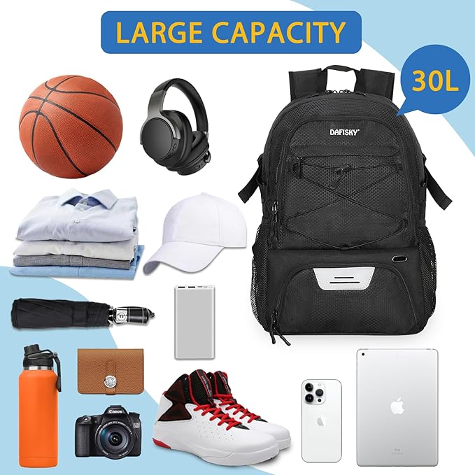 Basketball Backpack with Ball Compartment – Large Basketball Bag with Shoes compartment Sports Equipment Bag for Soccer Ball,Volleyball,Gym,Outdoor,Travel