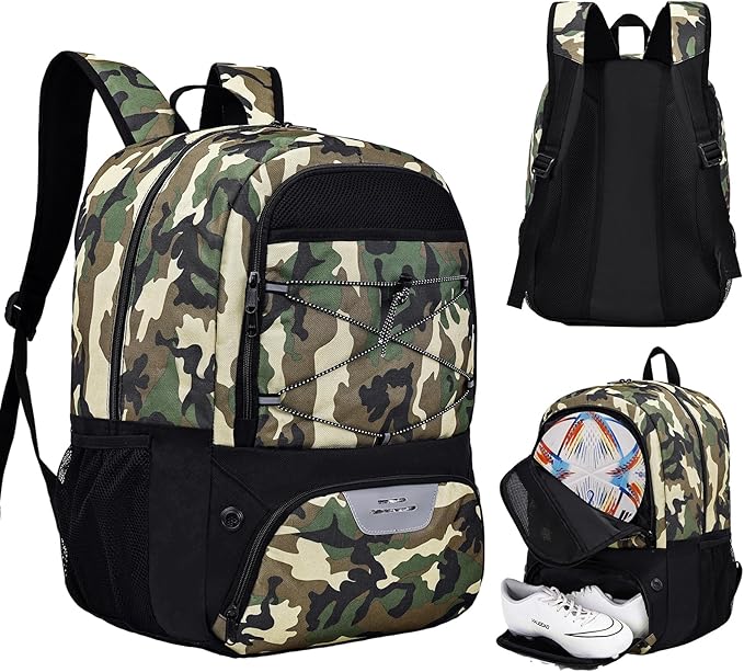 Youth Soccer Bag-Soccer Backpack&Backpack for Football Basketball,with Ball Compartment Separate Cleat Package