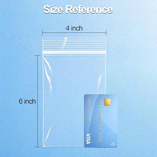 Zip Small Plastic Bags, 4x6 inch (100 pcs) 4 Mil, Clear Resealable Poly Bag for Jewelry, Gift, Candy, Pill, Snack, Storage, coin, Business Baggies