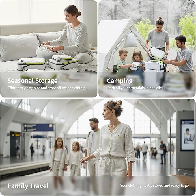 Cipway Compression Packing Cubes Set, Ultralight Expandable Travel Packing Organizers for Carry on Luggage (White 6pcs)