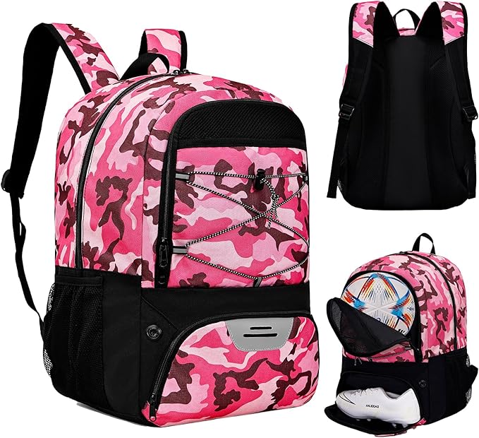 Youth Soccer Bag-Soccer Backpack&Backpack for Football Basketball,with Ball Compartment Separate Cleat Package