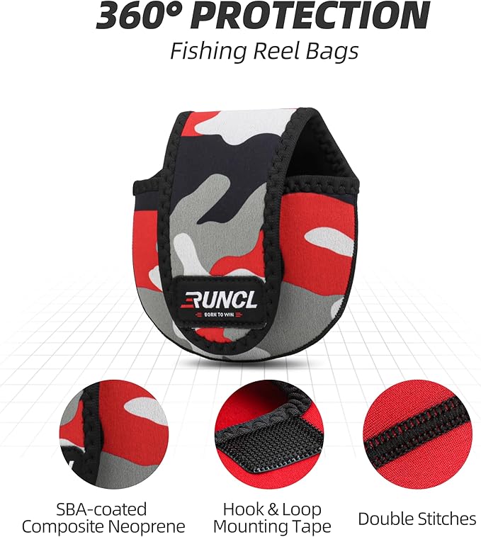 RUNCL Baitcasting Reel Bag – Protective Storage Pouch for Baitcasting Reels & Spinning Reels, Lightweight & Durable, Ideal for Freshwater & Saltwater Fishing Trips (Camouflage)