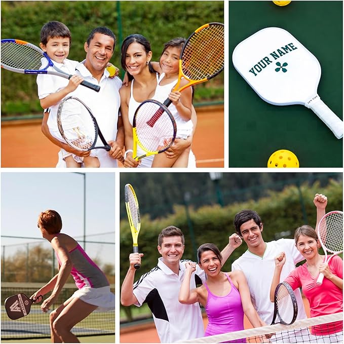 2 Pcs Custom Pickleball Paddle Name Bands - Personalized Silicone Ring Grip Bands for Paddles Grip on Racket Racquetball for Pickleball Lovers