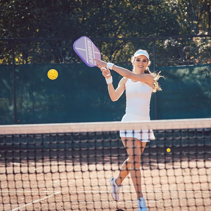 Pickleball Paddles 4 Pack - USAPA Light Graphite Premium Rackets Fiber Face & Polymer Honeycomb Core Pickleball Set with 4 Outdoor Indoor Balls Including Portable Carry Bag