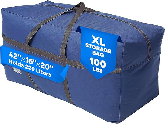 Blue Extra Large Duffel Bag for Traveling - Heavy-Duty 600D Polyester, Waterproof with Reinforced Handles, Holds 100 lbs-Premium Quality Duffle Bag Perfect for Travel & Storage-42" x 16" x 20" Inches