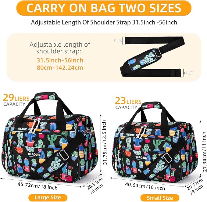 Underseat Carry On Luggage Lightweight Travel Tote Weekender Bag Overnight Duffle Bag for Travel, Travel Essentials Personal Item Travel Bag for Women, Corduroy Cactus-16Inch