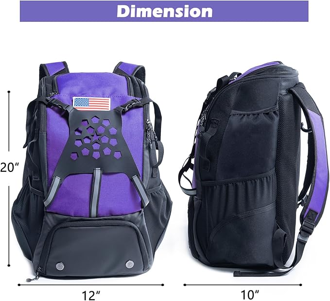 Baseball Backpack for Youth, Boys, Adults - Bat and Softball Equipment Bag With Glove Holder, Helmet, Shoes Compartment - T-Ball Accessories and Baseball Gifts