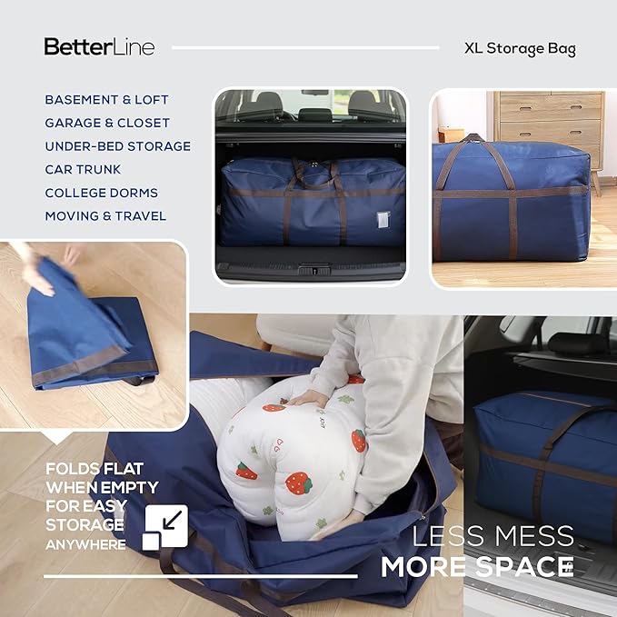 Blue Extra Large Duffel Bag for Traveling - Heavy-Duty 600D Polyester, Waterproof with Reinforced Handles, Holds 100 lbs-Premium Quality Duffle Bag Perfect for Travel & Storage-42" x 16" x 20" Inches