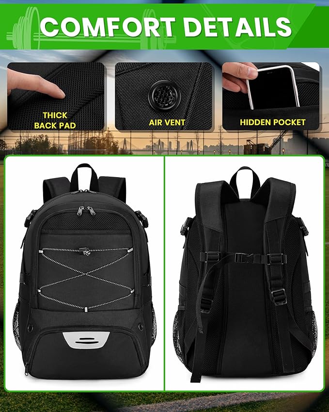 Basketball Backpack Large Sports Bag for Men&Youth,Gym Bag with Separate Ball & Shoes Compartment,Travel Bag for Basketball,Soccer,Volleyball