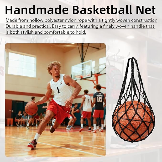 4 Pcs Single Basketball Bag Mesh Drawstring Volleyball Socce Bag Lightweight Net Storage with Zipper Pocket (Two Styles) for Suitable for Carrying Sports Balls Includes Ball Pump Set