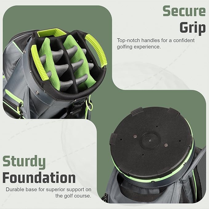 Cart Golf Bag 15 Way Organizer Divider Top Golf Club Bags Lightweight Golf Cart Bags for Men Women with Cooler, Rain Cover