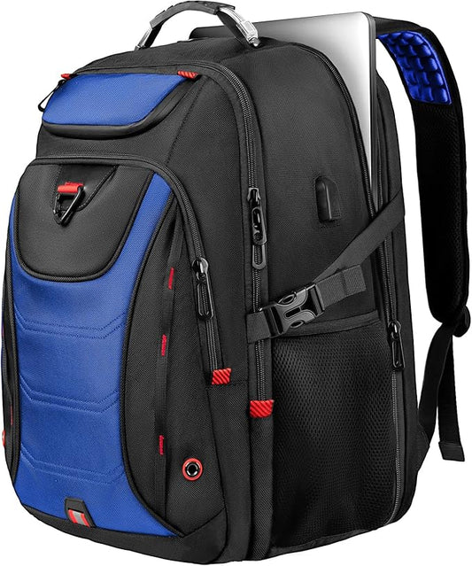 Z-MGKISS Large Travel Backpack for Men, 18.4 Inch Laptop backpack, TSA Flight Approved, Water Resistant, Business Work Bag with USB Charging Port, Extra large Backpacks, Blue