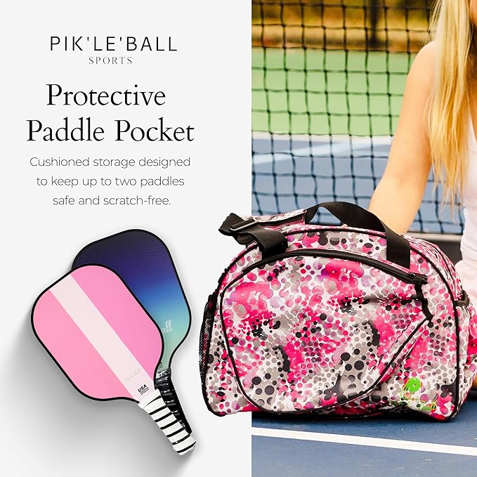 Pik’le’Ball Sport Premium Women's Pickleball Bag – Stylish and Versatile Sports Bag with Water Bottle Holder, Padded Paddle Pocket, and Spacious Design (fits 2+ Paddles!)