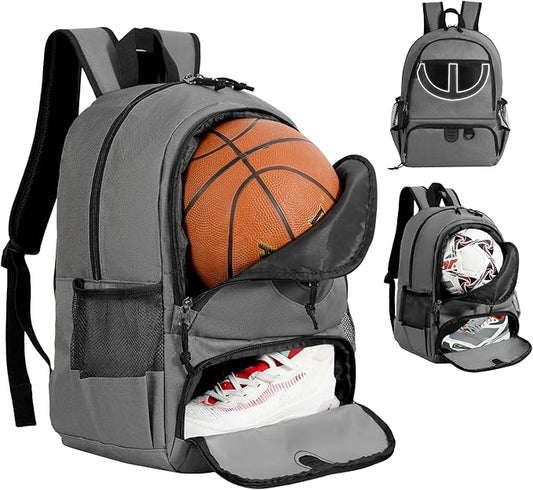 Basketball Bag Backpack for Men Women with Ball & Shoes Compartment 30L Capacity Lightweight Breathable Boys Girls Soccer Ball Bag Backpack Fit Volleyball Football Sports Travel School Gym
