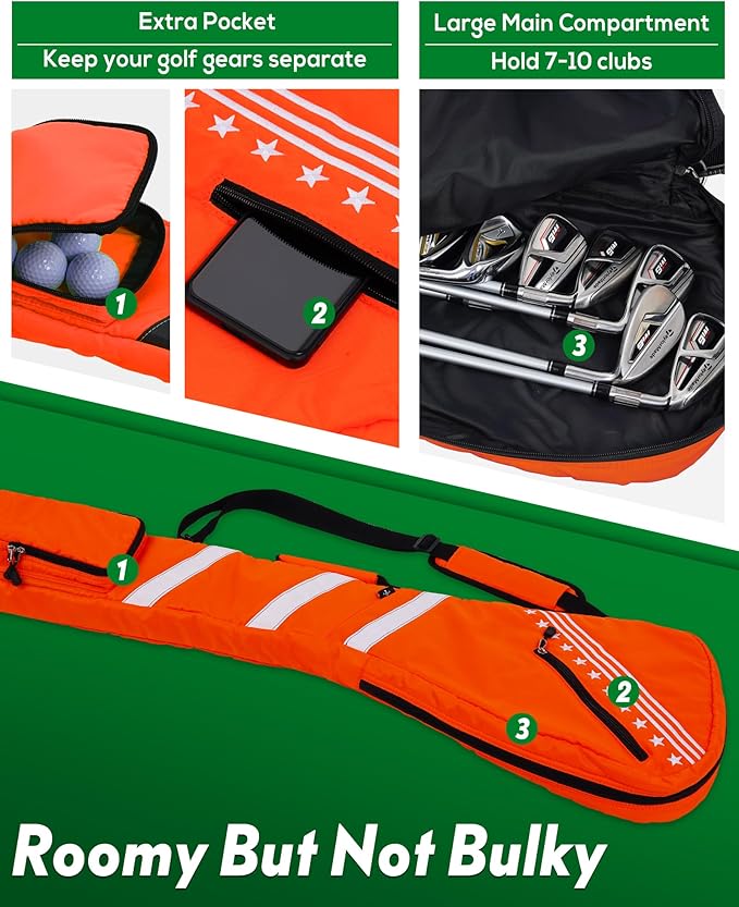 Big Teeth Golf Sunday Bag, Small Golf Bag Lightweight, Par 3 Golf Bag for A Few Clubs Driving Range, Practice with Carry Shoulder Strap Foldable Multi-Colour