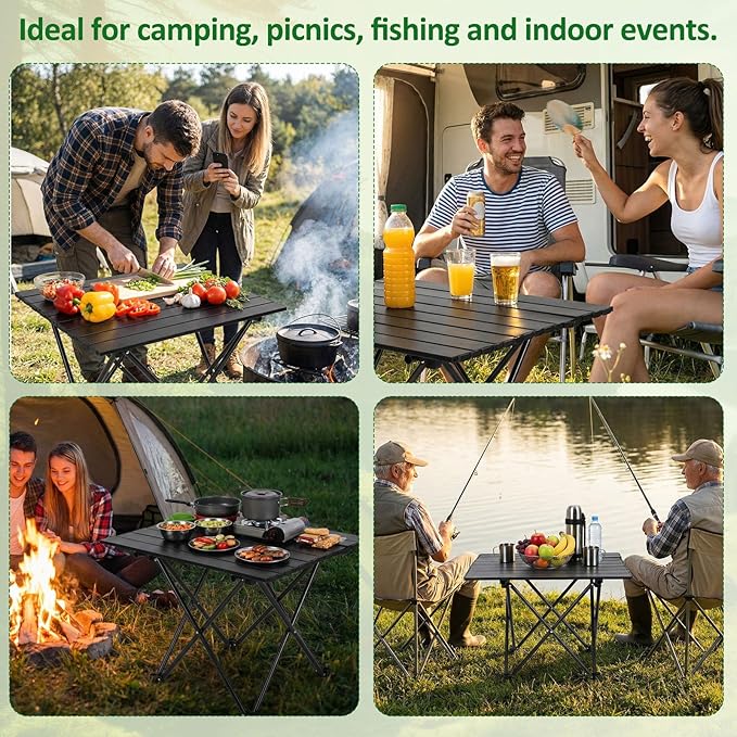 Nuenen 6 Pcs Portable Camping Table Bulk 22 x 17 x 16 Inch Compact Camping Folding Table with Carry Bag for Camp Essentials Hiking Picnic BBQ Cooking Beach Fishing Travel Outdoor Use